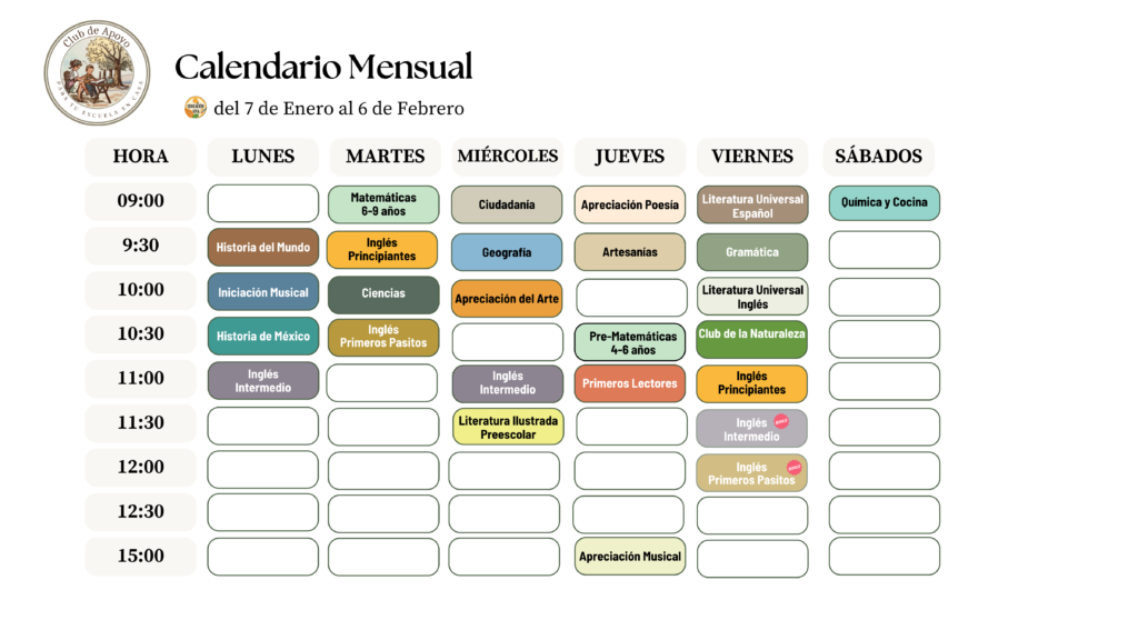 Club de apoyo para tu escuela en casa