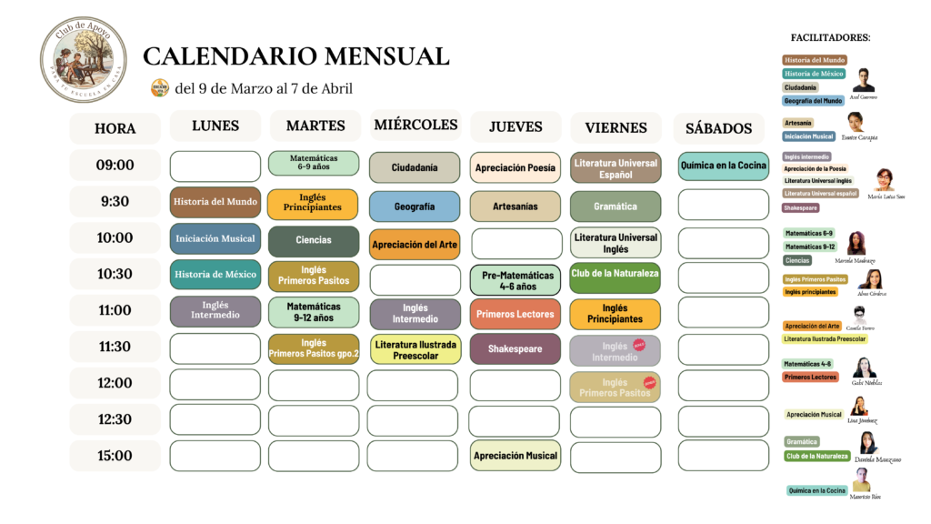 Calendario Mensual Club