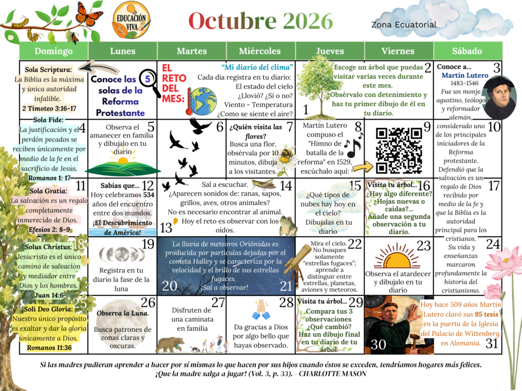 Calendario de observaciones Octubre